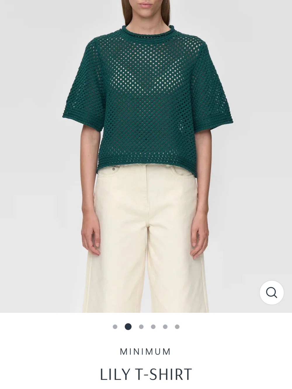 Minimum Lily Open-Knit Short Sleeve Top in Teal